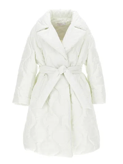 Monnalisa Kids'   Quilted Technical Fabric Coat In Cream