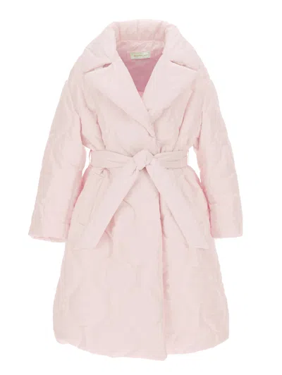 Monnalisa Kids'   Quilted Technical Fabric Coat In Petal Pink