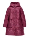 Monnalisa Quilted Technical Fabric Coat In Plum