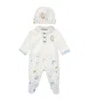 Monnalisa Rainbow Bear Top, Trousers And Hat Set In White