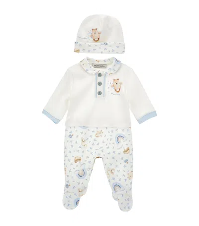 Monnalisa Babies' Rainbow Bear Top, Trousers And Hat Set In White