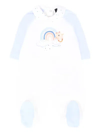 Monnalisa Rainbow Teddy Babygrow Set In White