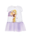 Monnalisa Cartoon-print Crew-neck Dress In White
