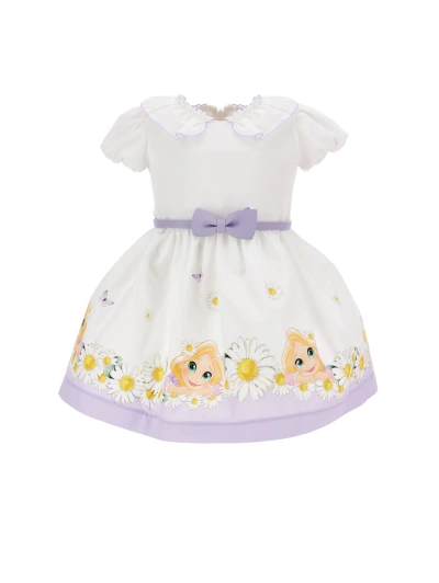 Monnalisa Kids'   Rapunzel Poplin Dress In White