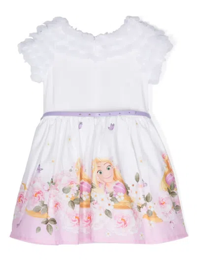Monnalisa Kids' Rapunzel-print Party Dress In White