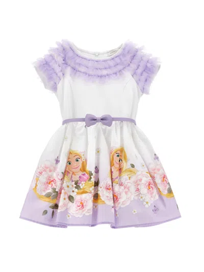 Monnalisa Kids'   Rapunzel Tulle Poplin Dress In Wisteria