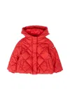 Monnalisa Red Down Jacket For Baby Girl With Bows In Red