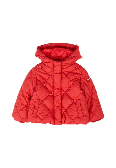 Monnalisa Red Down Jacket For Baby Girl With Bows