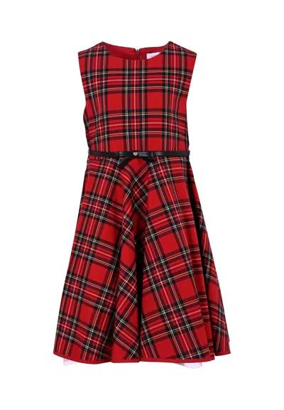Monnalisa Kids' Red Dress For Girl With Bow