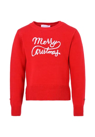 MONNALISA RED SWEATER FOR KIDS WITH WRITING