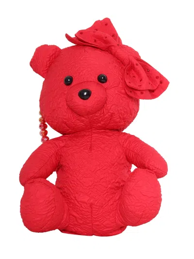 Monnalisa Kids' Teddy Bear Bow-detail Tote Bag In Red
