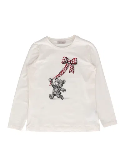 Monnalisa Reg Tee Little Bear Fiore In White