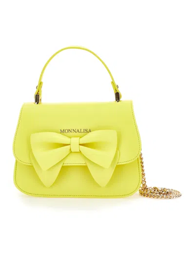 Monnalisa Kids'   Regenerated Leather Bag In Light Yellow