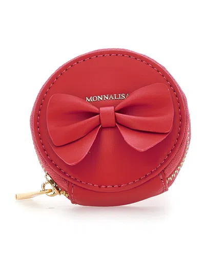 Monnalisa Kids'   Regenerated Leather Bracelet Purse In Ruby Red