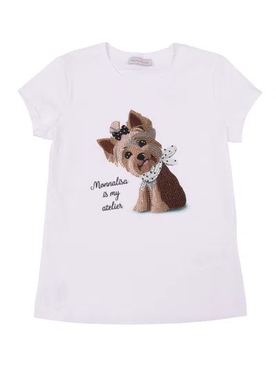 Monnalisa Kids' Embellished-print T-shirt In White