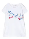 Monnalisa Cherry Print Cotton T-shirt In White