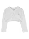 Monnalisa Rhinestone Cropped Cardigan In Neutrals