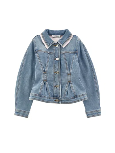 Monnalisa Kids'   Rhinestone Denim Jacket In Blue