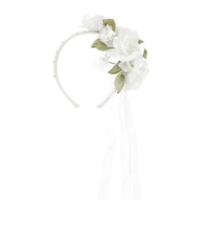 Monnalisa Kids' Rhinestone-detail Rose Headband In White