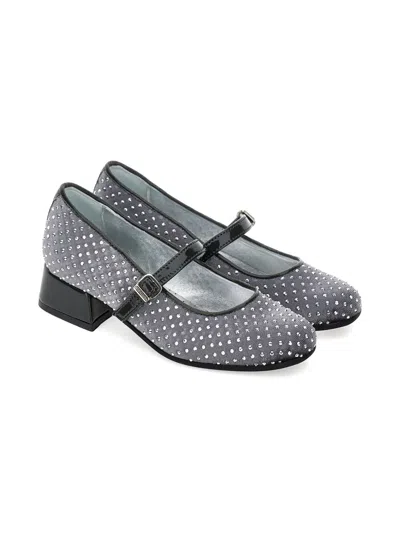 Monnalisa Kids' Rhinestone-embellished Ballerinas In Gray