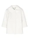 Monnalisa Rhinestone-embellished Felted Coat In White
