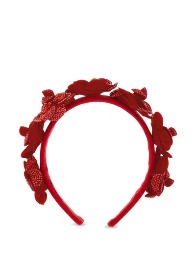 Monnalisa Kids'   Rose Velvet Headband In Red