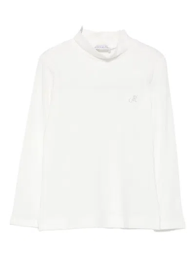 Monnalisa Kids' Rhinestone-embellished High-neck Top In White