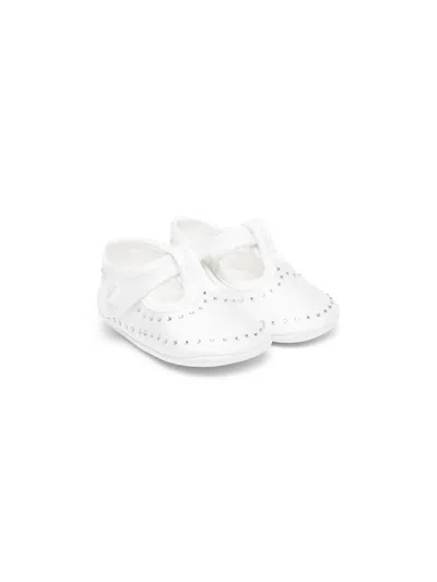 Monnalisa Babies' Rhinestone-embellished Mary Jane Shoes In White