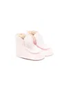 Monnalisa Rhinestone-embellished Suede Boots In Pink