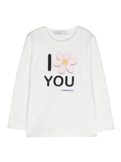 Monnalisa Kids' Rhinestone-embellished T-shirt In White