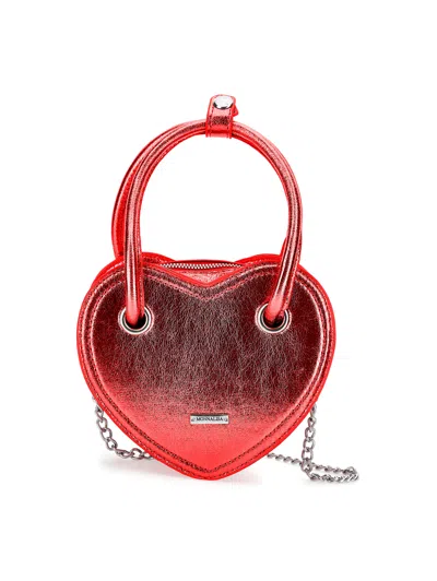 Monnalisa Kids'  Rhinestone Heart Bag In Red
