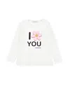 Monnalisa Rhinestone Jersey T-shirt In Cream