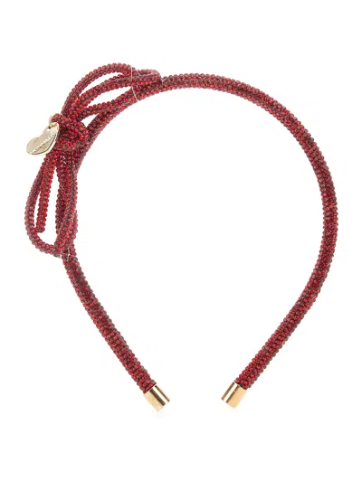 Monnalisa Kids'   Rhinestone Knit Headband In Ruby Red