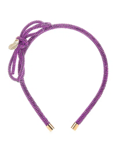 Monnalisa Kids'   Rhinestone Knit Headband In Wisteria