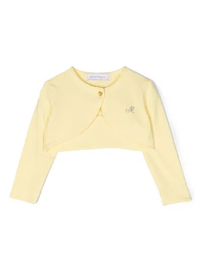 Monnalisa Babies' Gem-logo Cropped Cardigan In Gelb