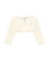 Monnalisa Rhinestone-logo Cropped Cardigan In White