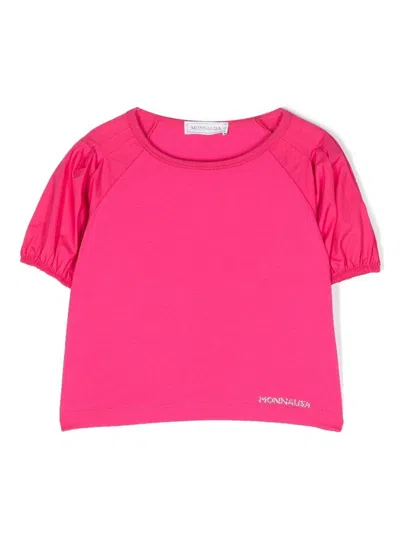 Monnalisa Kids' T-shirt Mit Strass-logo In Pink