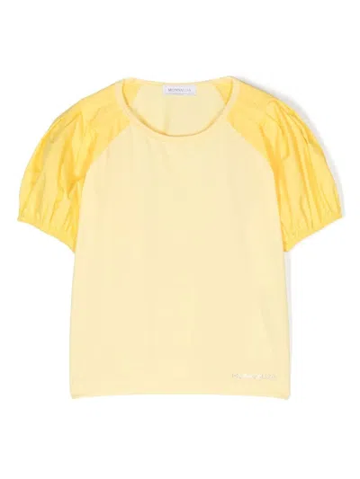 Monnalisa Kids' T-shirt Mit Strass-logo In Yellow