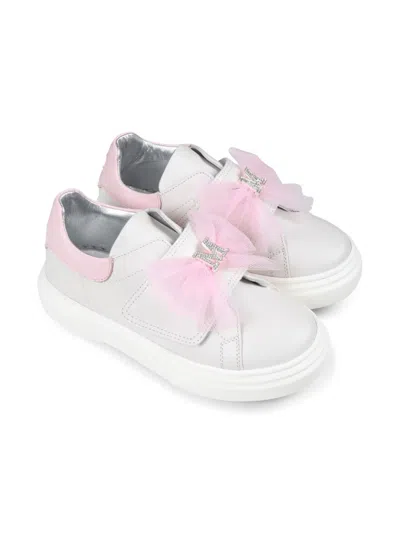 Monnalisa Kids' Rhinestone-logo Sneakers In White