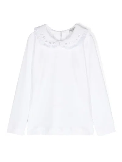 Monnalisa Kids' Rhinestone-logo T-shirt In White