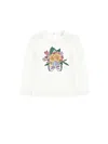 Monnalisa Rhinestone Long-sleeved T-shirt In Cream