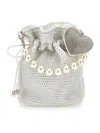 Monnalisa Rhinestone Mesh Bag In Cream