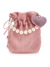Monnalisa Rhinestone Mesh Bag In Light Pink