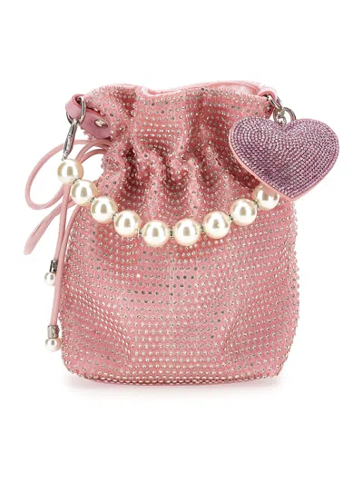 Monnalisa Kids'   Rhinestone Mesh Bag In Light Pink