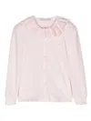 Monnalisa Rhinestone-monogram Cotton Blouse In Pink