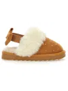 Monnalisa Rhinestone Suede Sliders In Beige