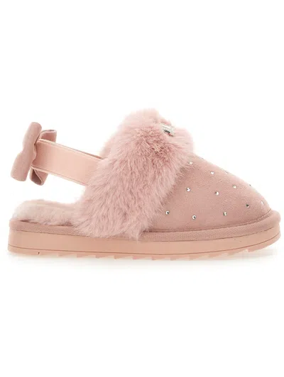 Monnalisa Kids'   Rhinestone Suede Sliders In Onion Couture