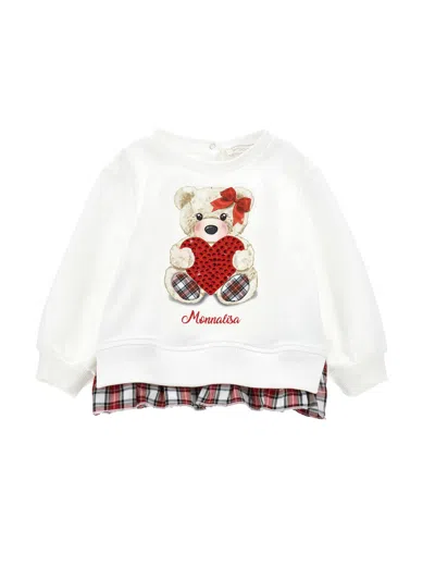 Monnalisa Kids'   Rhinestone Teddy Bear Sweatshirt In Cream
