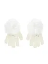 Monnalisa Rhinestone Wool Blend Gloves In Cream