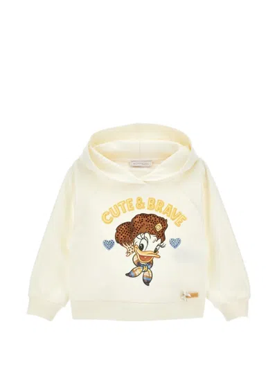 Monnalisa Kids' Rhinestone-embellished Hoodie In White